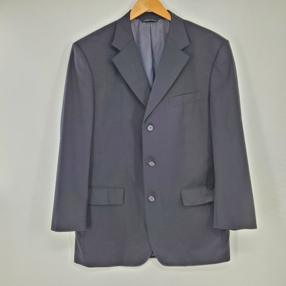 Brooks Brothers Mens Wool Blue‎ Suit Blazer With Padded Shoulders Size 41 - Picture 1 of 10